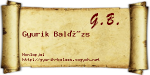 Gyurik Balázs névjegykártya